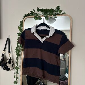 Striped Polo Shirt in Brown and Black